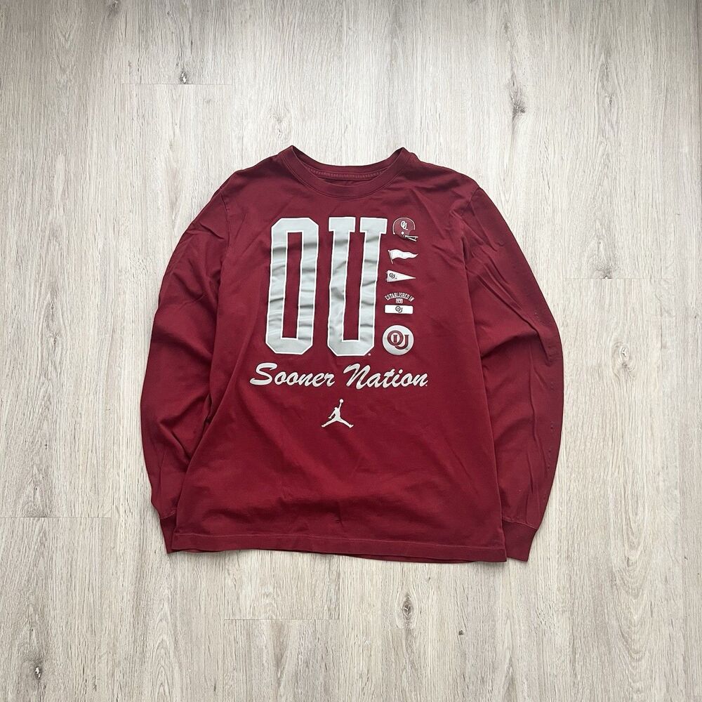 Oklahoma Sooners Shirt Mens XL Long Sleeve Nike Air Jordan NCAA OU